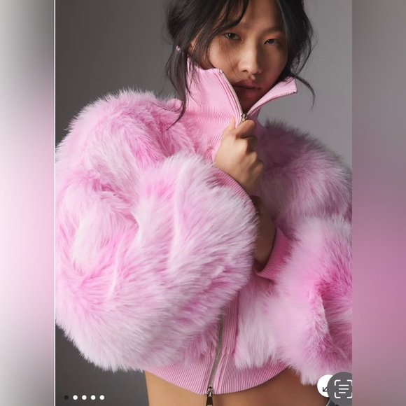 silence + noise Jackets & Blazers - SOLD Silence + Noise Pink Faux Fur Cropped Jacket 🩷 NWT
